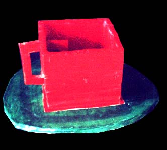 Kop en schotel Red on Green